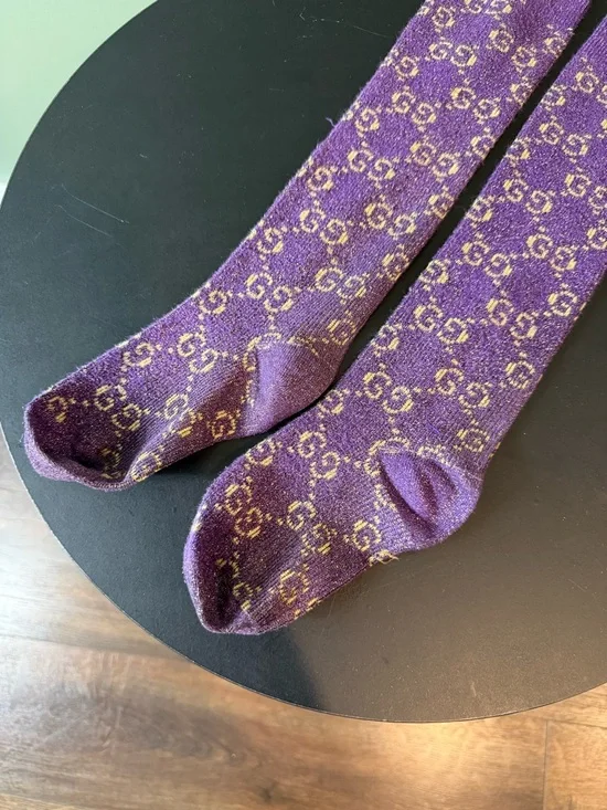 Gucci Purple GG Monogram Knee-High Socks - Picture 3 of 7